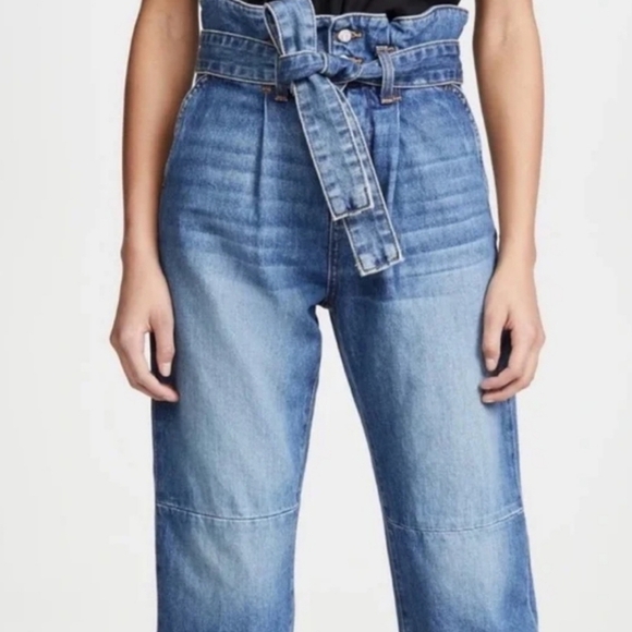 Veronica Beard Jeans Addie Extra High Rise PaperBag Tapered Beacon 26/Size 6 - Picture 2 of 8